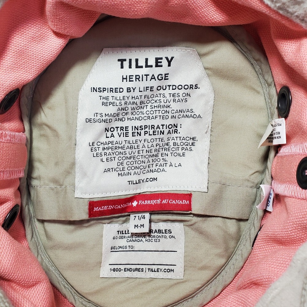Tilley Heritage Endurables Pink‎ Bucket Hat Size 7 1/4 Medium Made In Canada - Picture 9 of 10